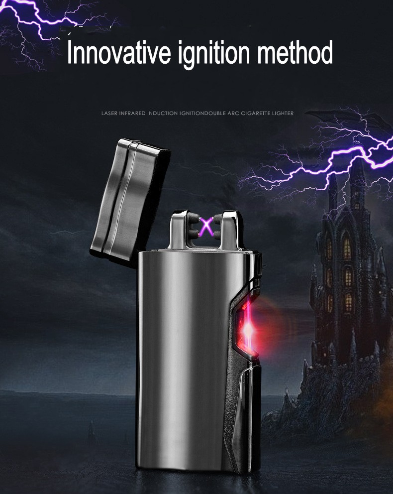 Αντιανεμικός X Arc Αναπτήρας Διπλής Ακτίνας με Laser Ανάφλεξης - Double Plasma Arc Lighter USB